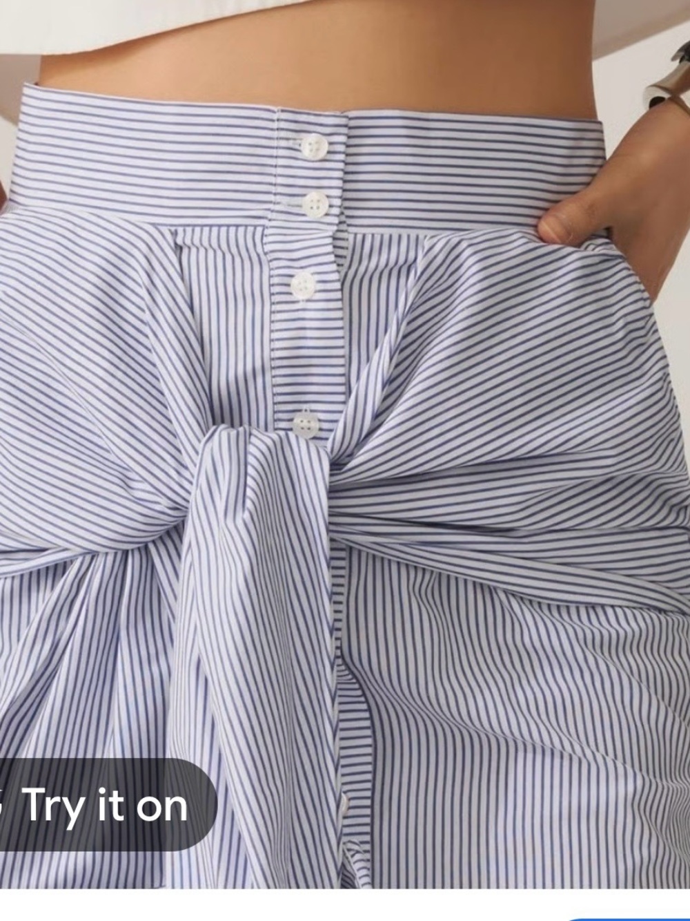 NWT Anthropologie Maeve Deconstructed Oxford Striped Tie-Front Midi Skirt - Picture 8 of 8